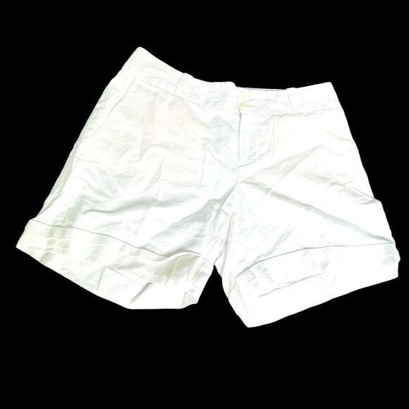 BANANA REPUBLIC Martin Fit White Cuffed Linen and Cotton Shorts Size 2 - Picture 1 of 4